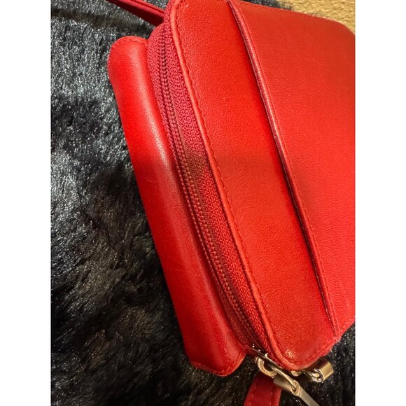 Vintage Hobo International Red Leather Crossbody Bag With Adjustable Strap - Picture 7 of 8